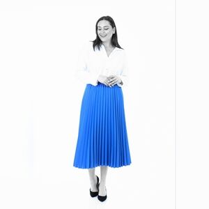 Eloquii Royal Blue Pleated Skirt with Elastic Waist